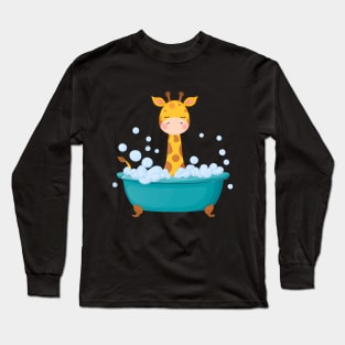 Cute Baby Giraffe Bathtub Long Sleeve T-Shirt